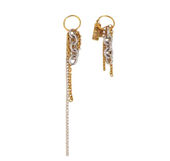Stacked Hoop- Messy mix of texture PVD Waterproof Earrings: Silver