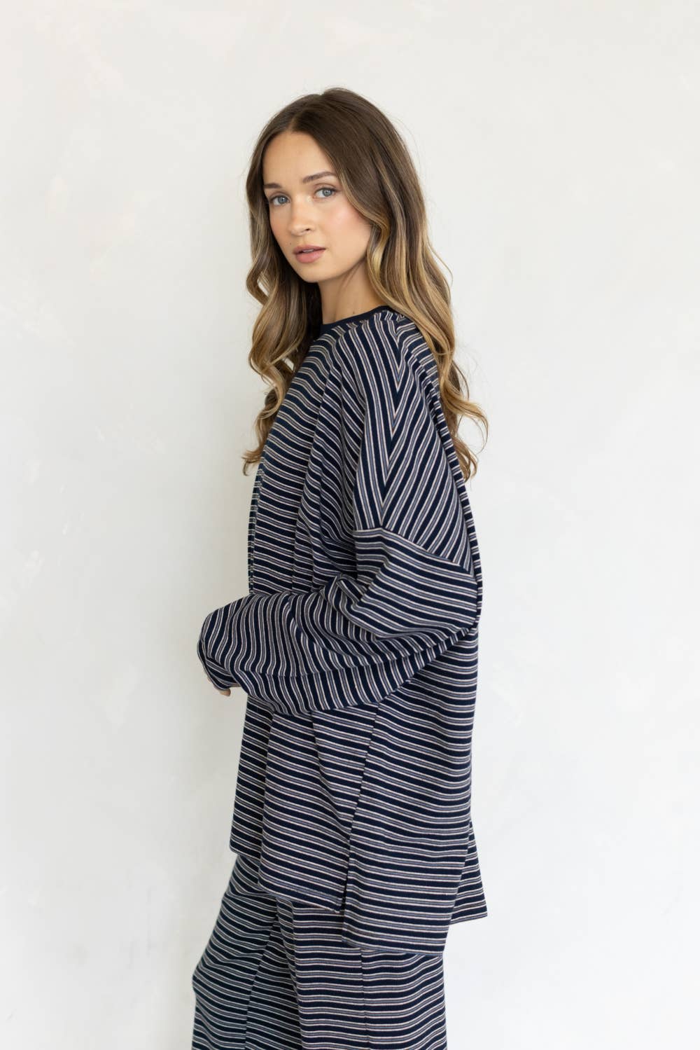 Lorenze Stripe Top: GREY MULTI / L