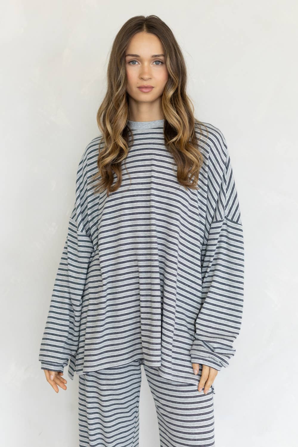 Lorenze Stripe Top: GREY MULTI / M