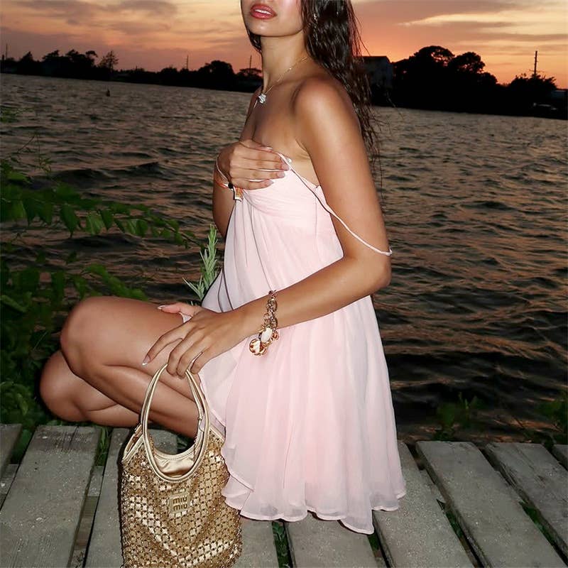 Chic Chiffon Cami Dress: Black / Missy / L
