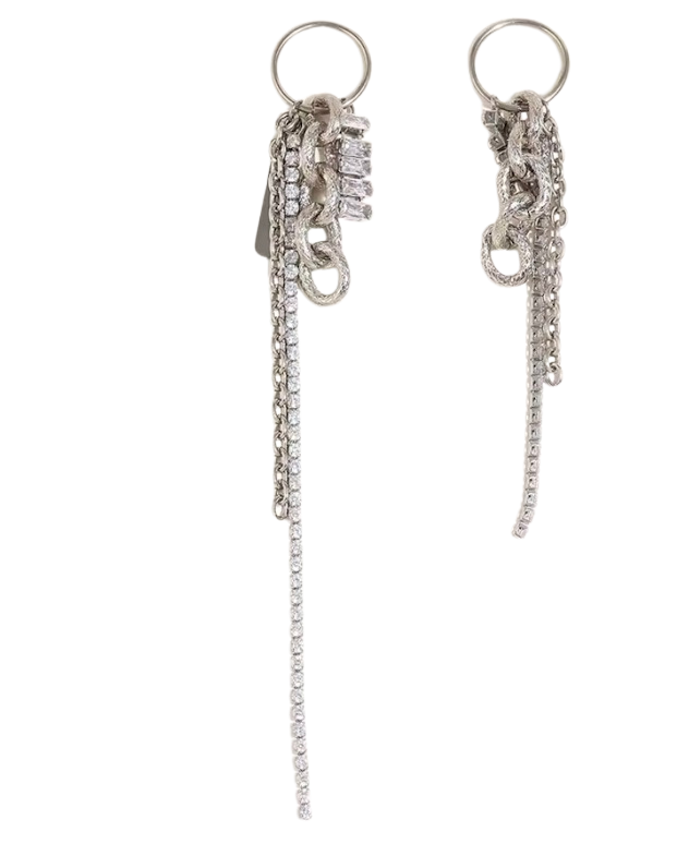 Stacked Hoop- Messy mix of texture PVD Waterproof Earrings: Silver