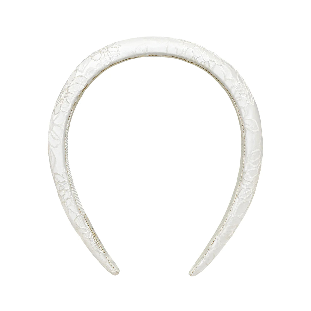 Halo Headband in White Embroidery