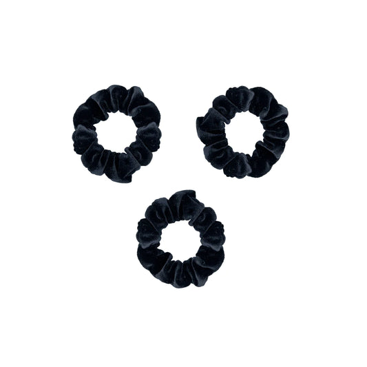 3 Pack Velvet Mini Scrunchies in Black