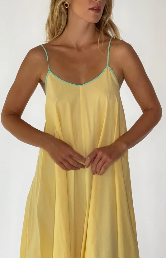 Yellow Gabriella Open Back Slip Dress