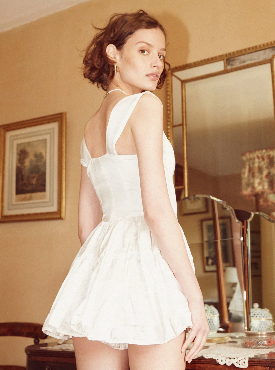 Elizabeth Romper Dress- White Silk