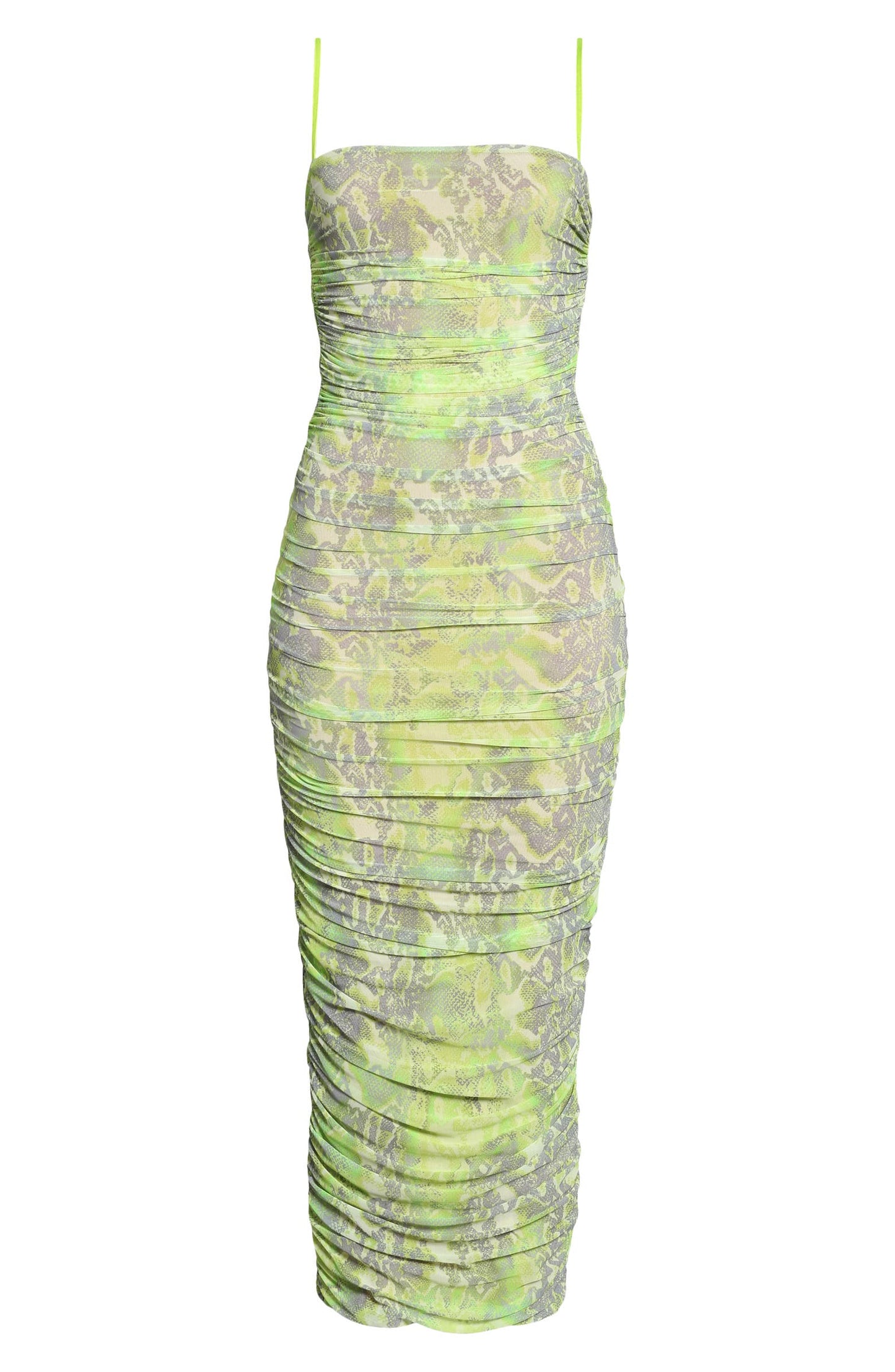 Hazel Midi Dress- Lime Abstract Snake